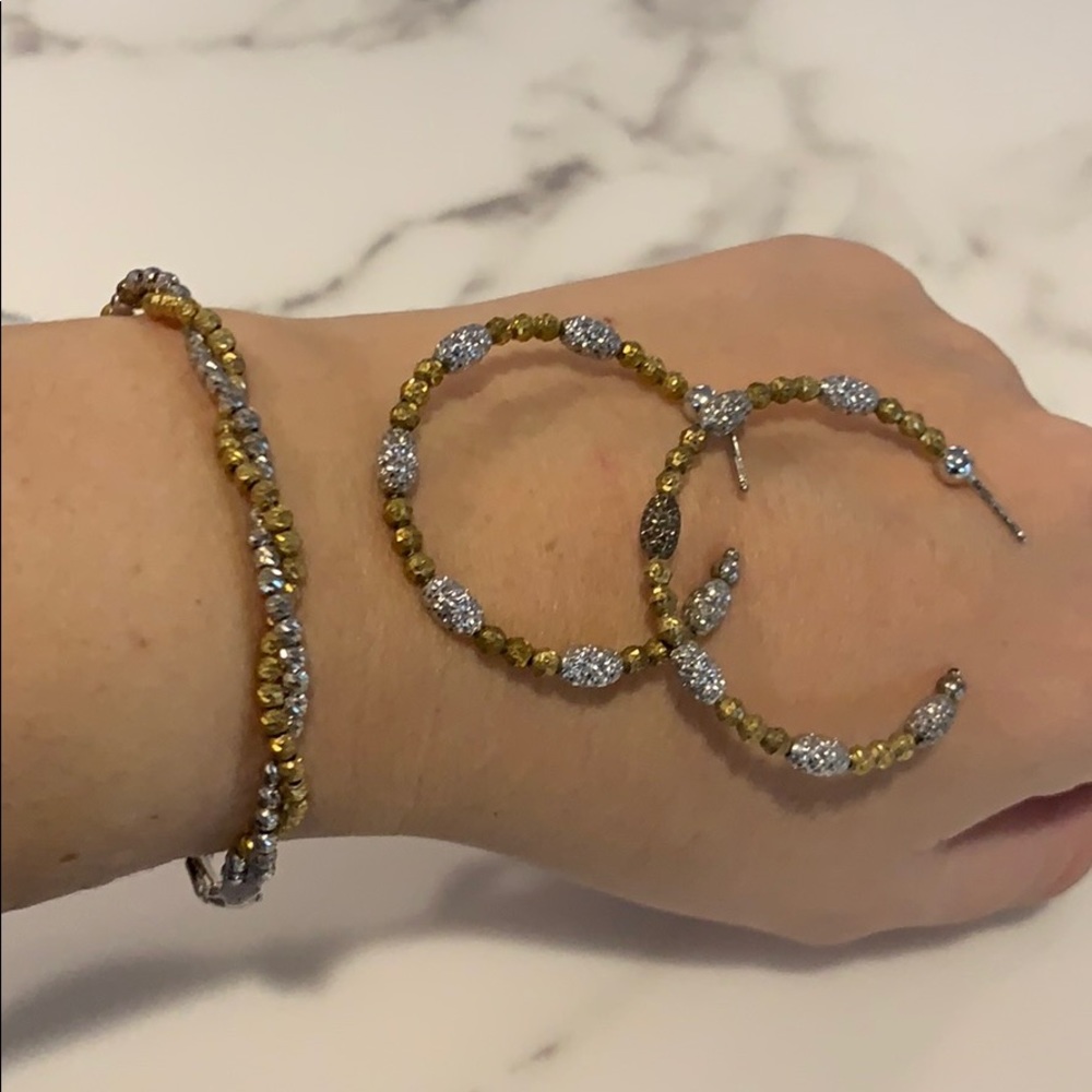 Fashion jewelry gold and silver bracelet/earrings